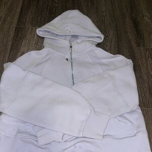 LULULEMON periwinkle/light blue half zip scuba hoodie sweatshirt, size M/L